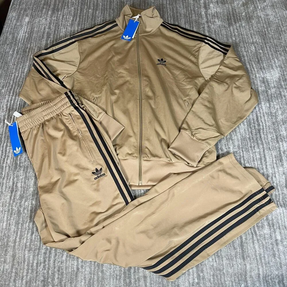 Adidas Originals Firebird Track Suit Mens Medium Beige 3-Stripes JY6366 JY6369